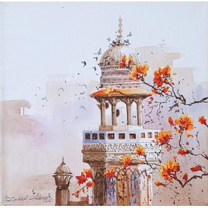 Zahid Ashraf, 12 x 12 Inch, Watercolor on Canvase, Cityscape Painting, AC-ZHA-040